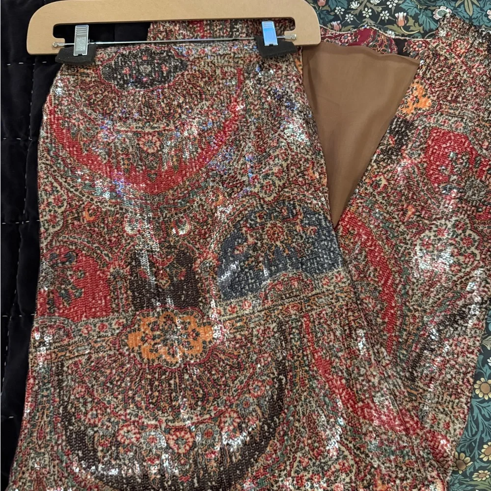 Veronica Beard Gold and Red Sequin Midi Dress - Picture 5 of 6